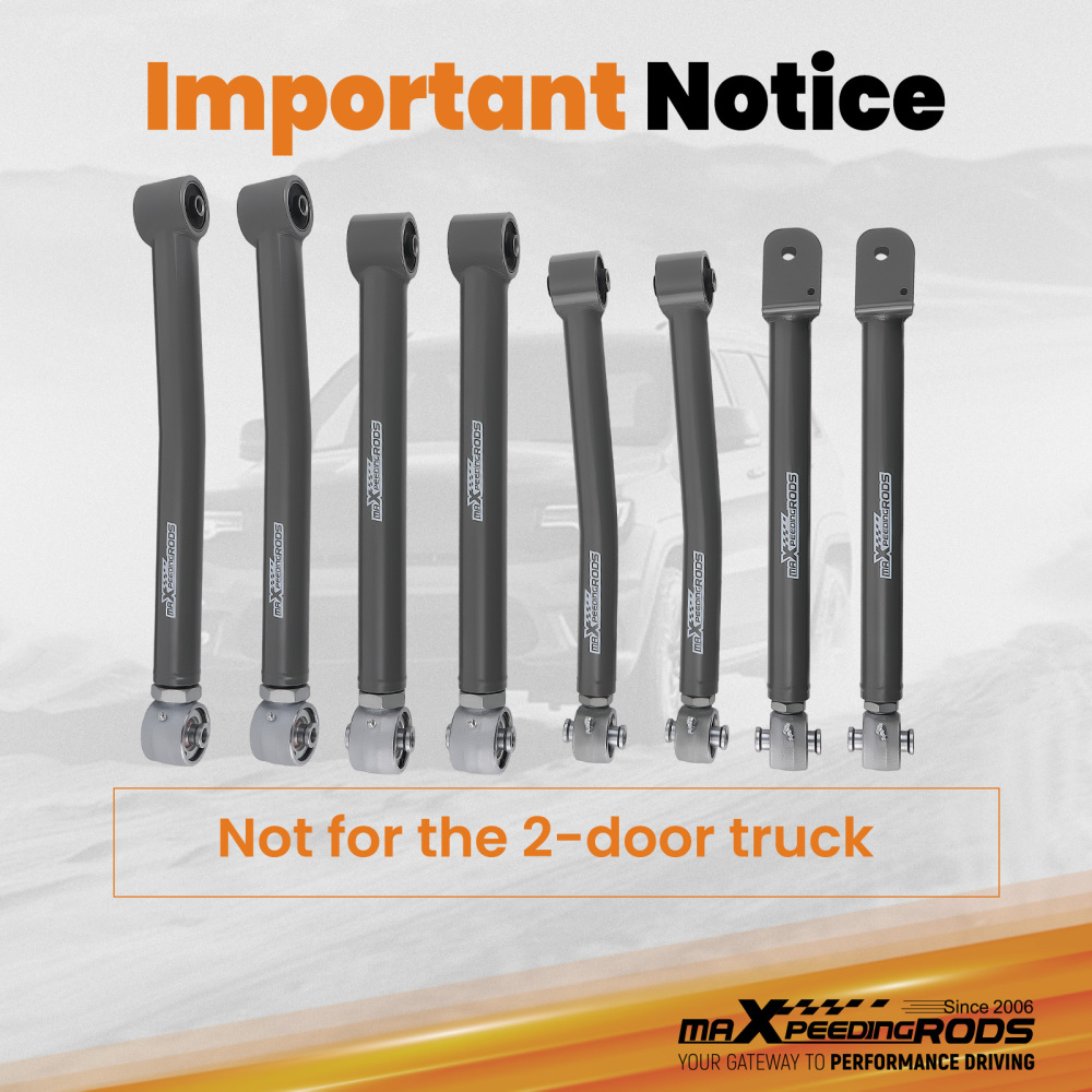 0-6 Lift Full Set Adjustable Control Arms For 2007-2018 compatible for Jeep Wrangler JK 4WD