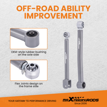 Front Upper + Lower Adjustable Control Arm 0-6 Lift compatible for Jeep Wrangler JK 07-18