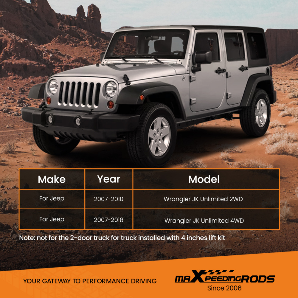 Front Upper Lower Adjustable Control Arms 0-6 Lift Compatible For Jeep Wrangler JK 2007-18