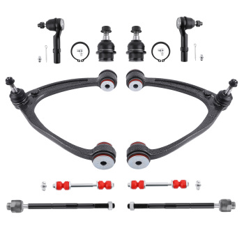 10x Front Upper Control Arms Ball Joints Tie Rods For 07-13 compatible for Chevy Silverado 1500