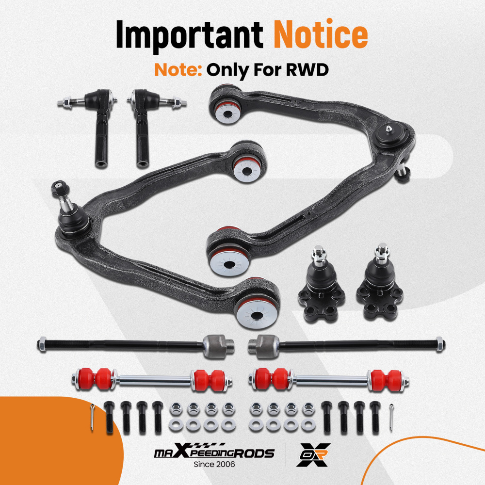 RWD Front Control Arms Tie Rods for 1999-2006 compatible for GMC Sierra Chevy Silverado 1500