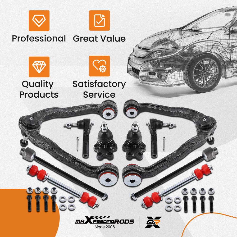 RWD Front Control Arms Tie Rods for 1999-2006 compatible for GMC Sierra Chevy Silverado 1500