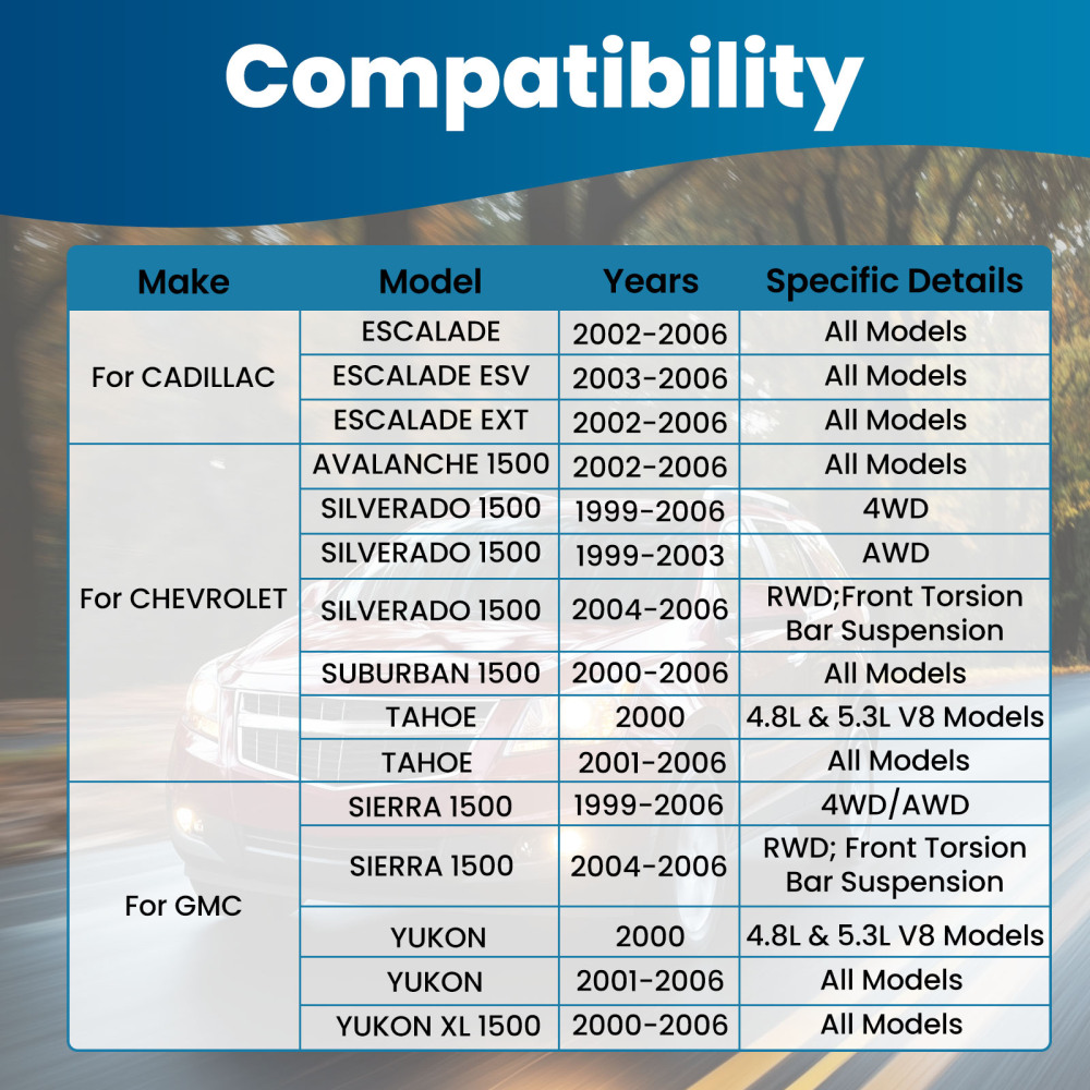 SET DI 8 BRACCI DI CONTROLLO ANTERIORI compatibile per CADILLAC ESCALADE CHEVROLET SILVERADO