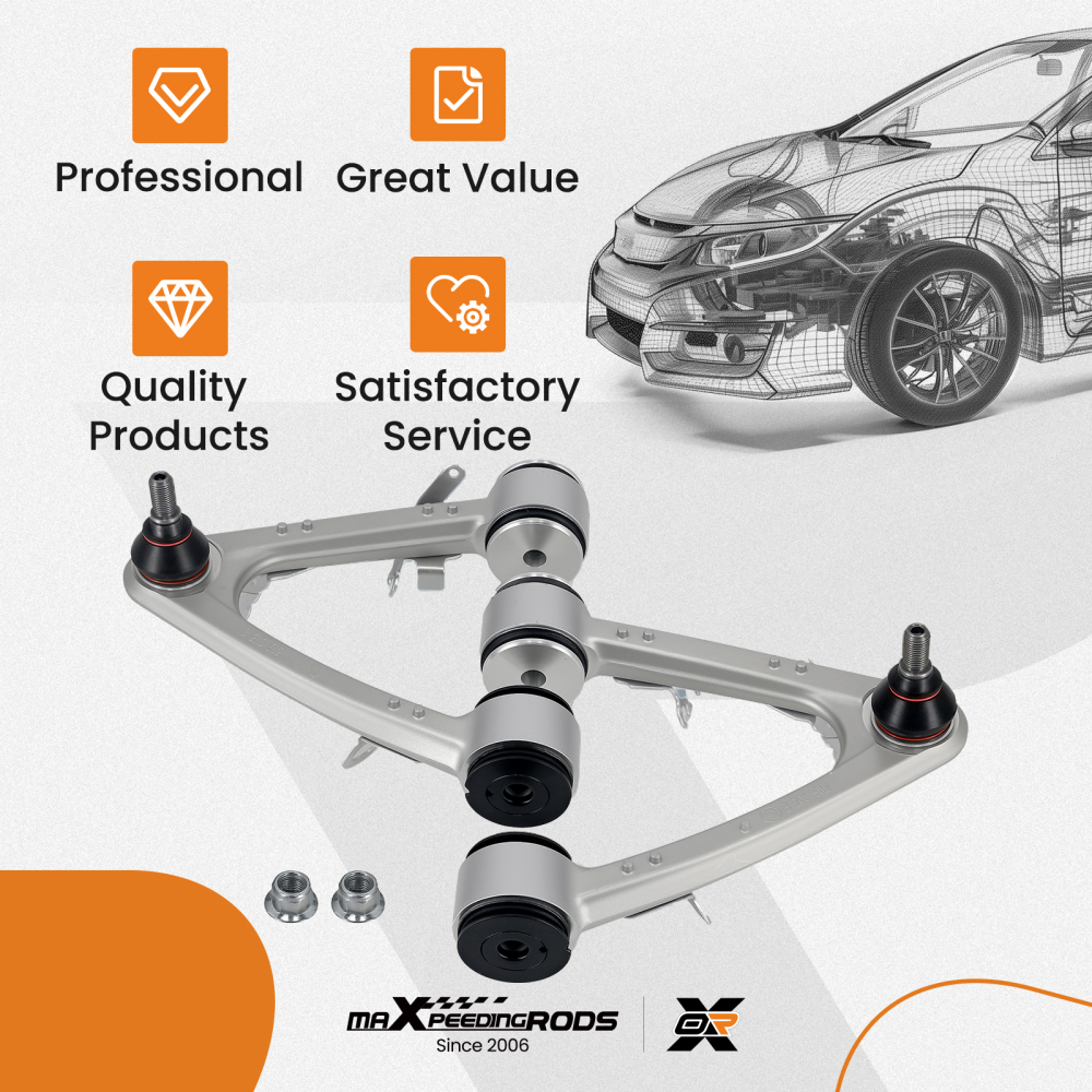 2X FRONT UPPER CONTROL ARMS WISHBONE compatible for MASERATI QUATTROPORTE 08-12 GRANTURISMO