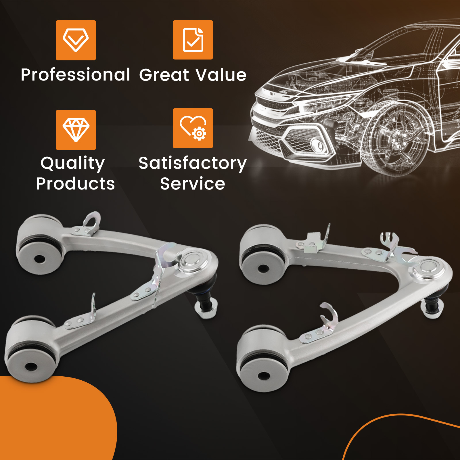 Front Upper Control Arms Left Right For 05-13 compatible for