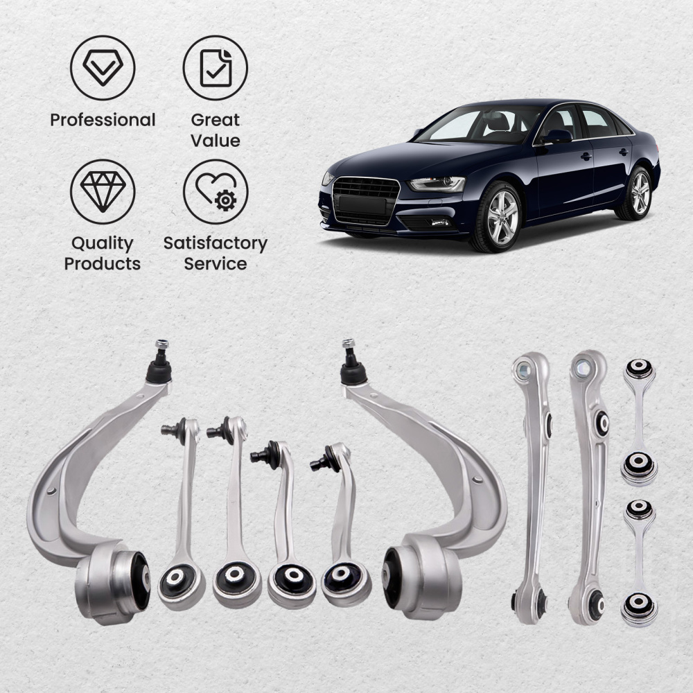 10-Part Control Arm Kit Upper+Lower Front compatible for Audi Q5 09-17 suspension arms