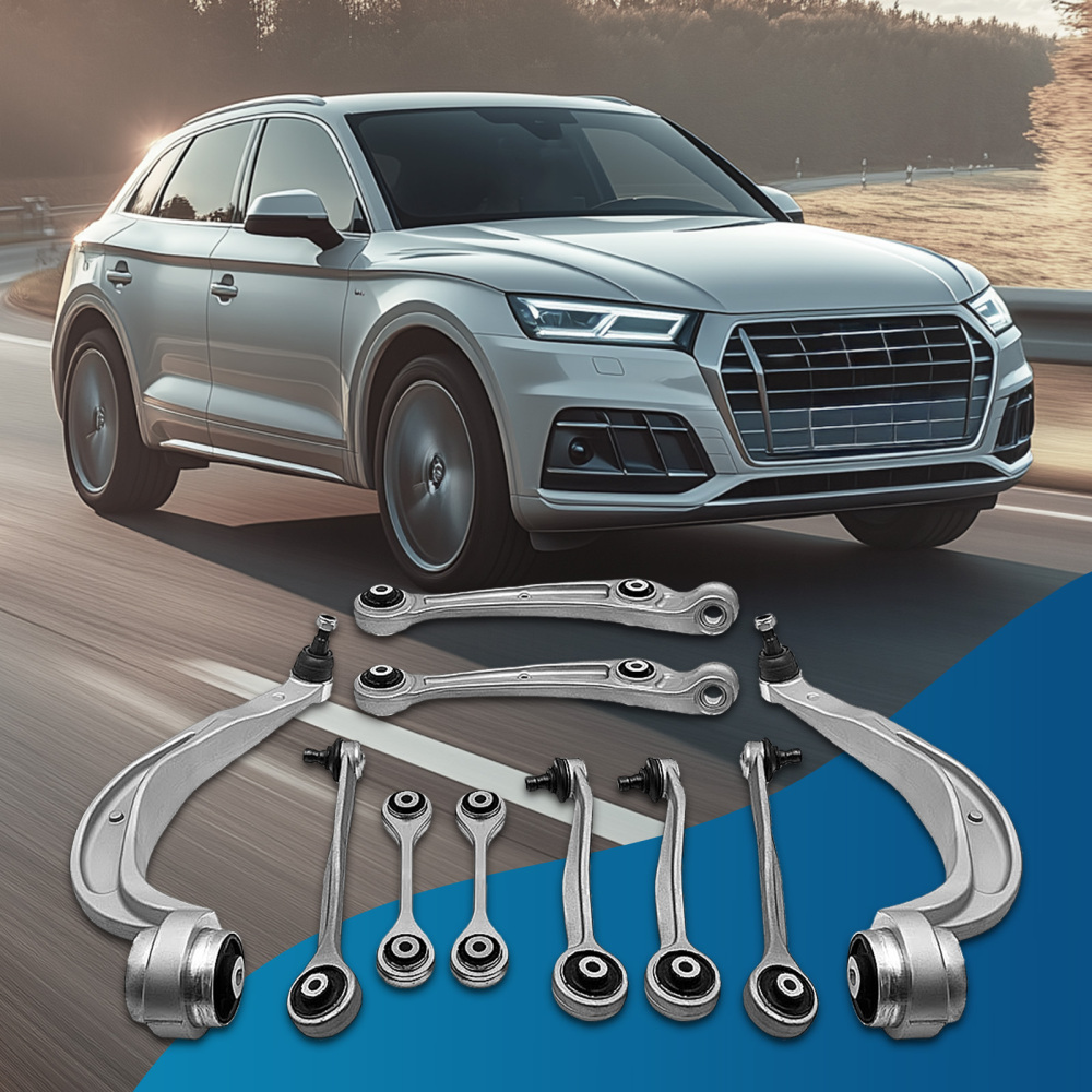 10-Part Control Arm Kit Upper+Lower Front compatible for Audi A4 8k B8 A5 8t 07-09 8f suspension arms