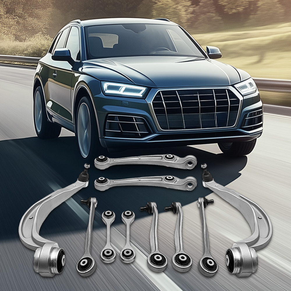 10-Part Control Arm Kit Upper+Lower Front compatible for Audi A4 8k B8 A5 8t 07-09 8f suspension arms