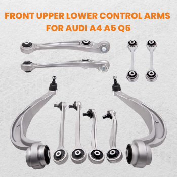 10-Part Control Arm Kit Upper+Lower Front compatible for Audi Q5 09-17 suspension arms