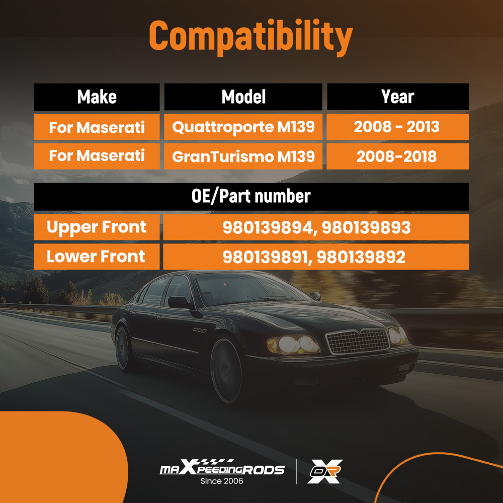 4 BRACCI DI CONTROLLO ANTERIORI LHRH compatibile per MASERATI QUATTROPORTE GRANTURISMO M139