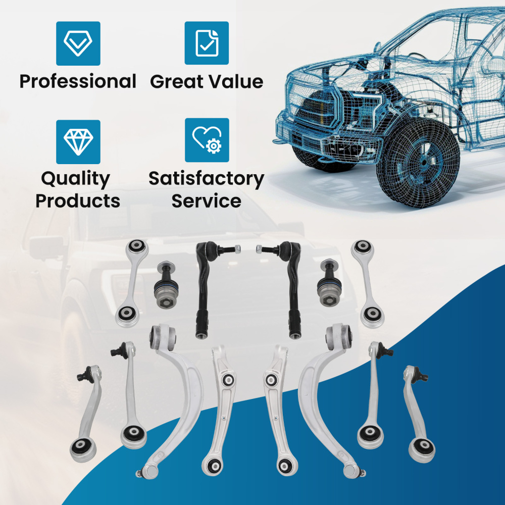 14PCS FRONT UPPER LOWER SUSPENSION WISHBONE ARMS LINKS KIT SET compatible for AUDI A4 B8 Q5