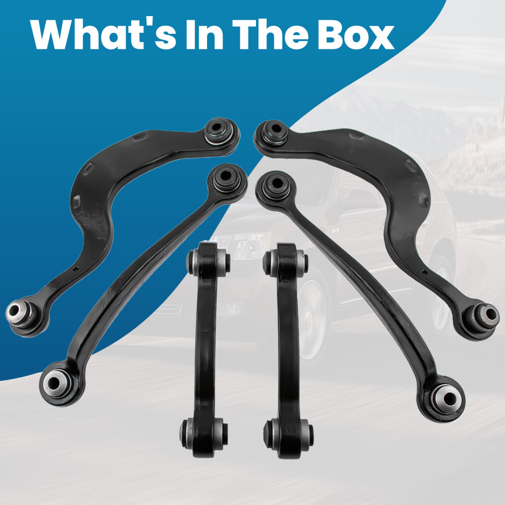 6pcs Rear Upper Control Arm Kit LHRH compatible for GMC Acadia compatible for Buick Enclave 07-15 3.6L