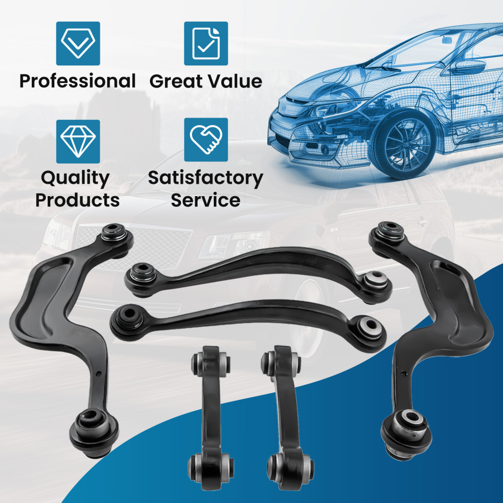 6pcs Rear Upper Control Arm Kit LHRH compatible for GMC Acadia compatible for Buick Enclave 07-15 3.6L