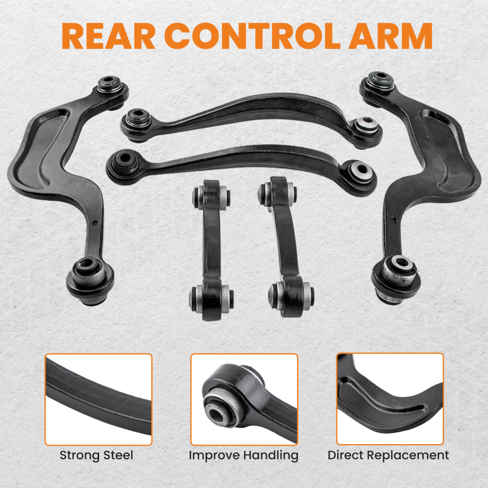 6pcs Rear Upper Control Arm Kit LHRH compatible for GMC Acadia compatible for Buick Enclave 07-15 3.6L
