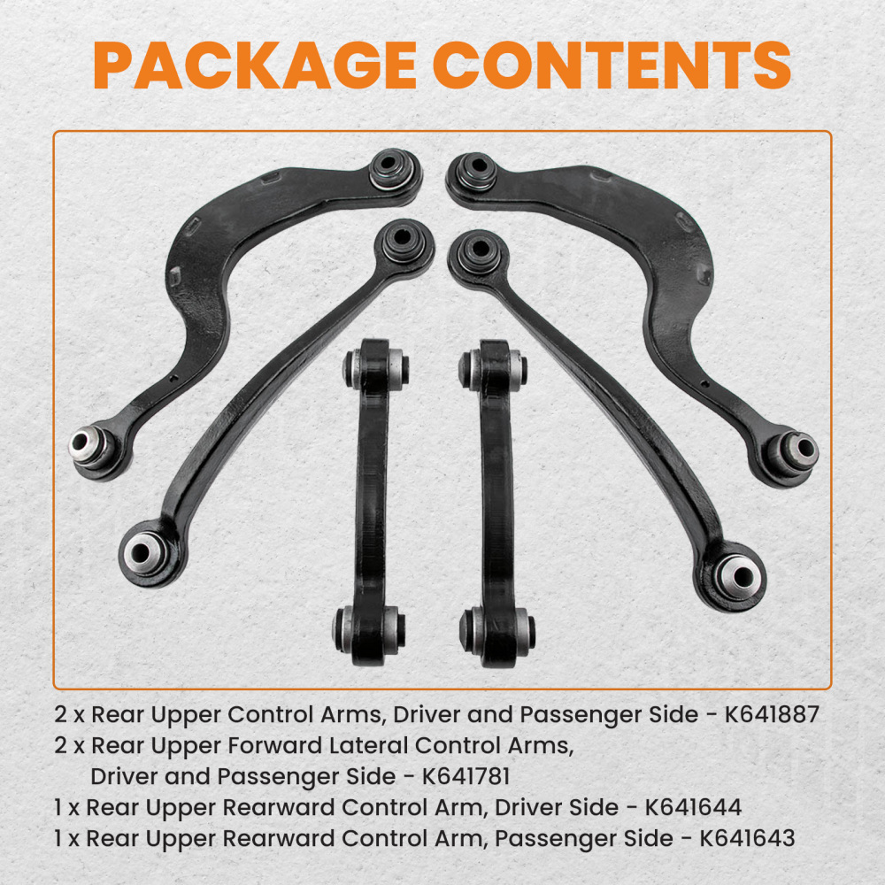 6pcs Rear Upper Control Arm Kit LHRH compatible for GMC Acadia compatible for Buick Enclave 07-15 3.6L