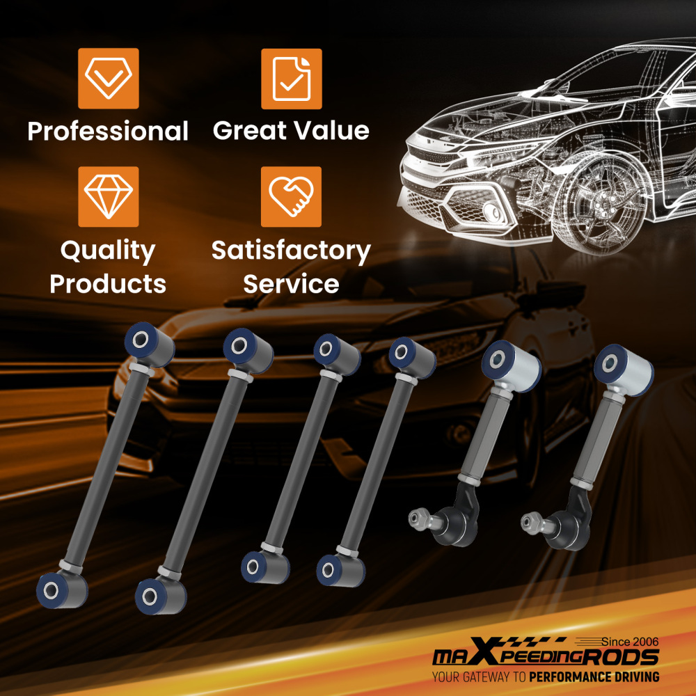 6x Rear UpperLower Camber Arms Control Toe compatible for Honda Accord 2003 - 2007