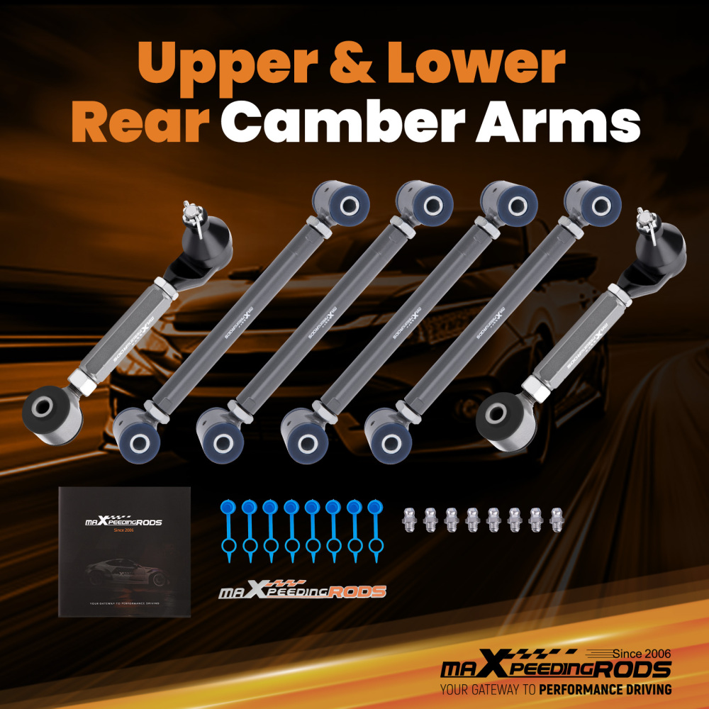 6 Pcs Control Toe compatible for Honda Accord 2003 - 2007 Rear Camber Arms UpperLower