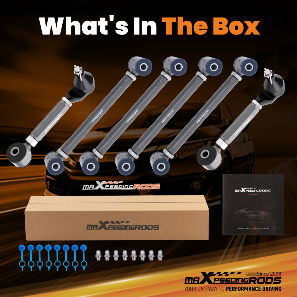 6 Pcs Control Toe compatible for Honda Accord 2003 - 2007 Rear Camber Arms UpperLower