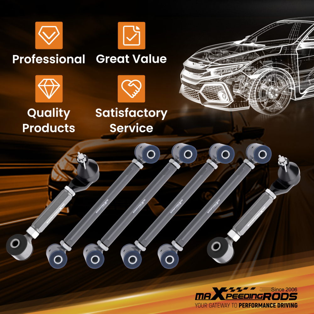 6 Pcs Control Toe compatible for Honda Accord 2003 - 2007 Rear Camber Arms UpperLower