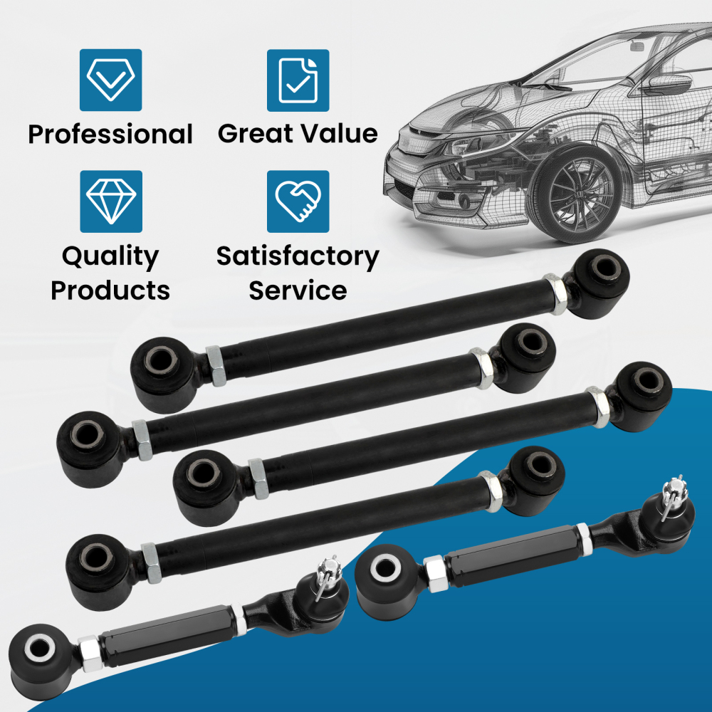 6 Pcs Rear UpperLower Control Toe Camber Arms compatible for Honda Accord 2003 - 2007