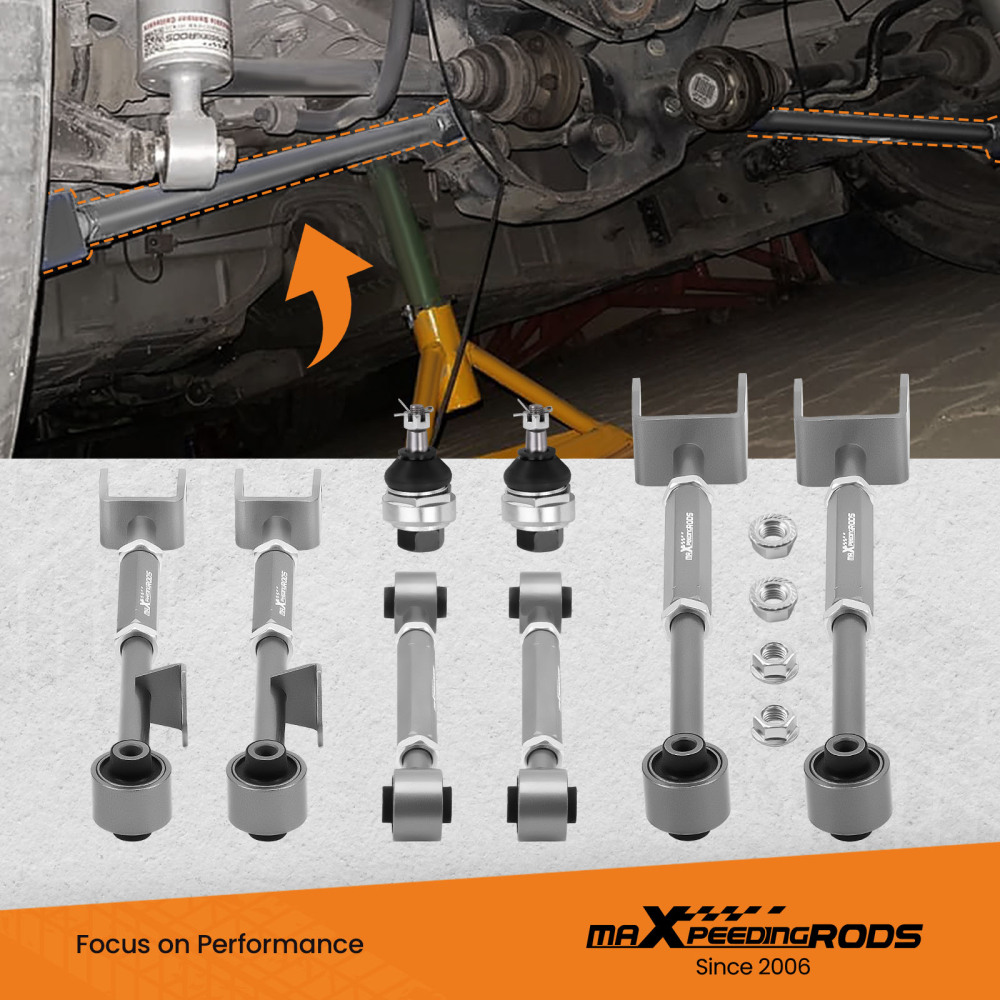 Pair Front Ball Joint+6Pcs Rear Camber Control Arms Toe Kit for Accord Crosstour