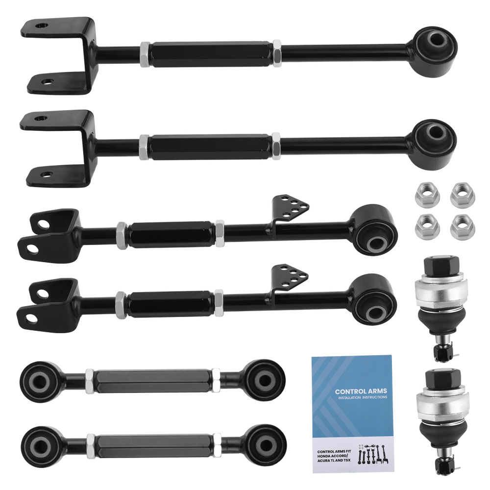 Front Ball Joint + Rear Camber Control Arm Toe Kit compatible for Honda Accord 08-13 suspension arms
