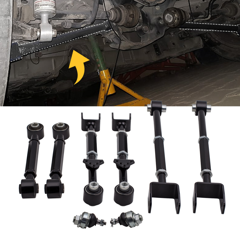 Front Ball Joint + Rear Camber Control Arm Toe Kit compatible for Honda Accord 08-13 suspension arms