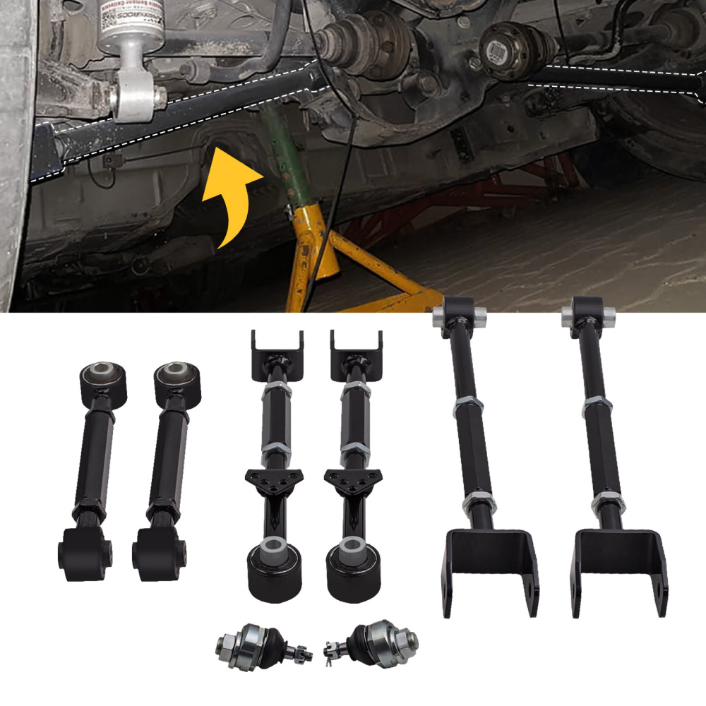 Front Ball Joint + Rear Camber Control Arm Toe Kit compatible for Honda Accord 08-13 suspension arms