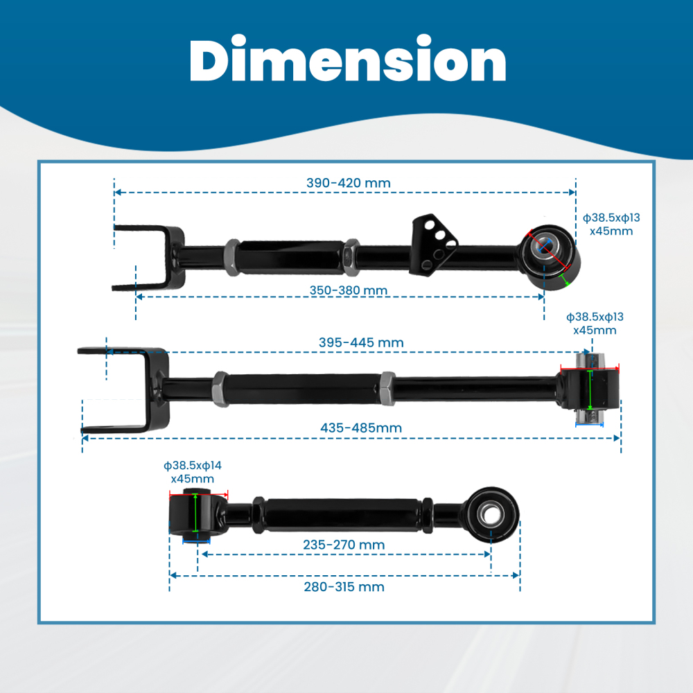 Front Ball Joint + Rear Camber Control Arm Toe Kit compatible for Honda Accord 08-13 suspension arms