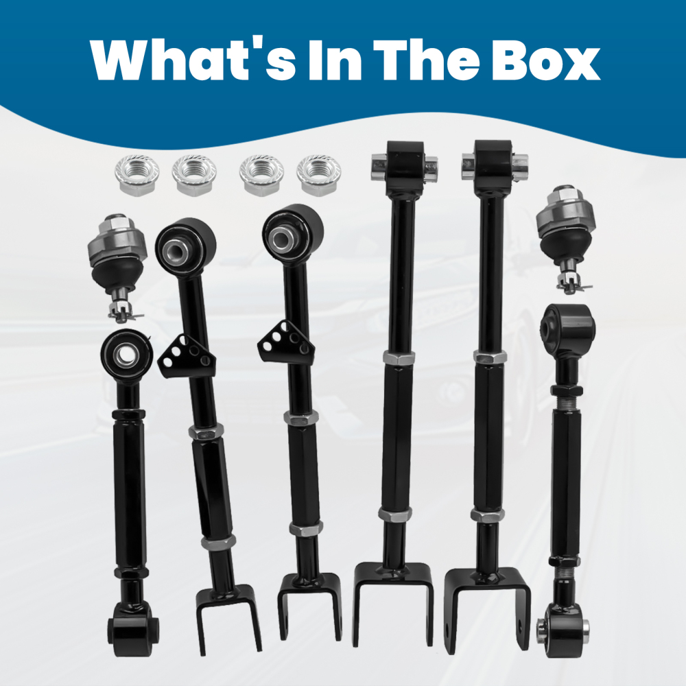 Front Ball Joint + Rear Camber Control Arm Toe Kit compatible for Honda Accord 08-13 suspension arms