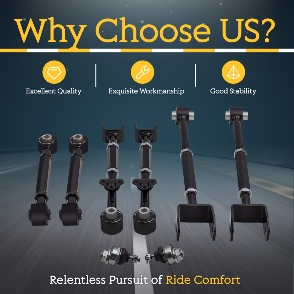 Regolabile Camber Posteriore Braccio Punta Set compatibile per Honda Accord Models 2008-2013