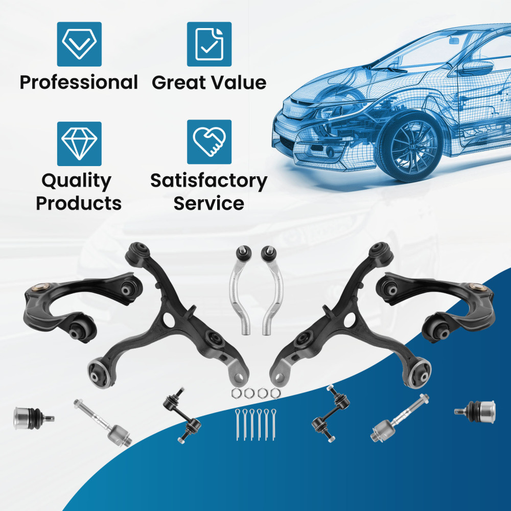 12 Pcs Front Upper Lower Control Arm and Bushings compatible for Honda Accord 2008-2012 suspension arms