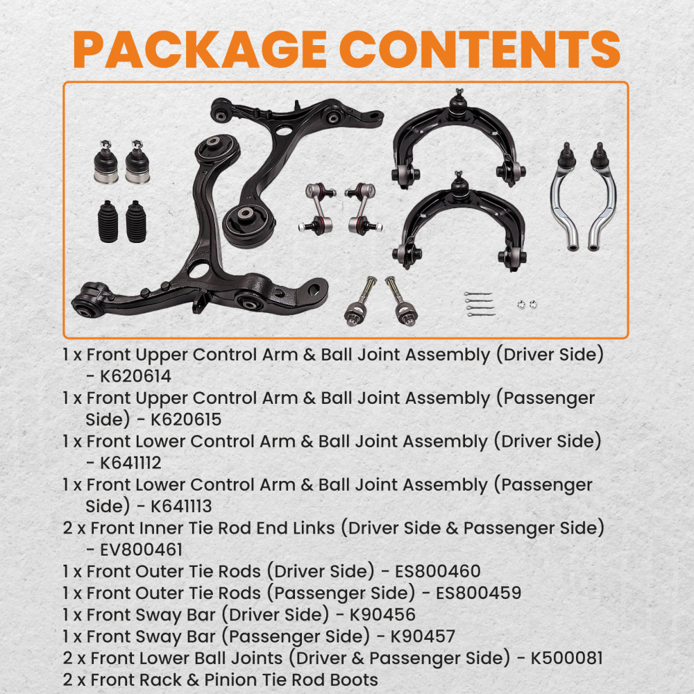 Kit di sospensione 14 pezzi Bracci Giunti sferici Collegamenti stabilizzatori Set compatibile per Honda Accord 08-12