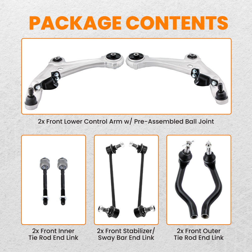 8pcs Front Suspension Kit Lower Control Arms compatible for Nissan Altima 2007-2012 3.5L