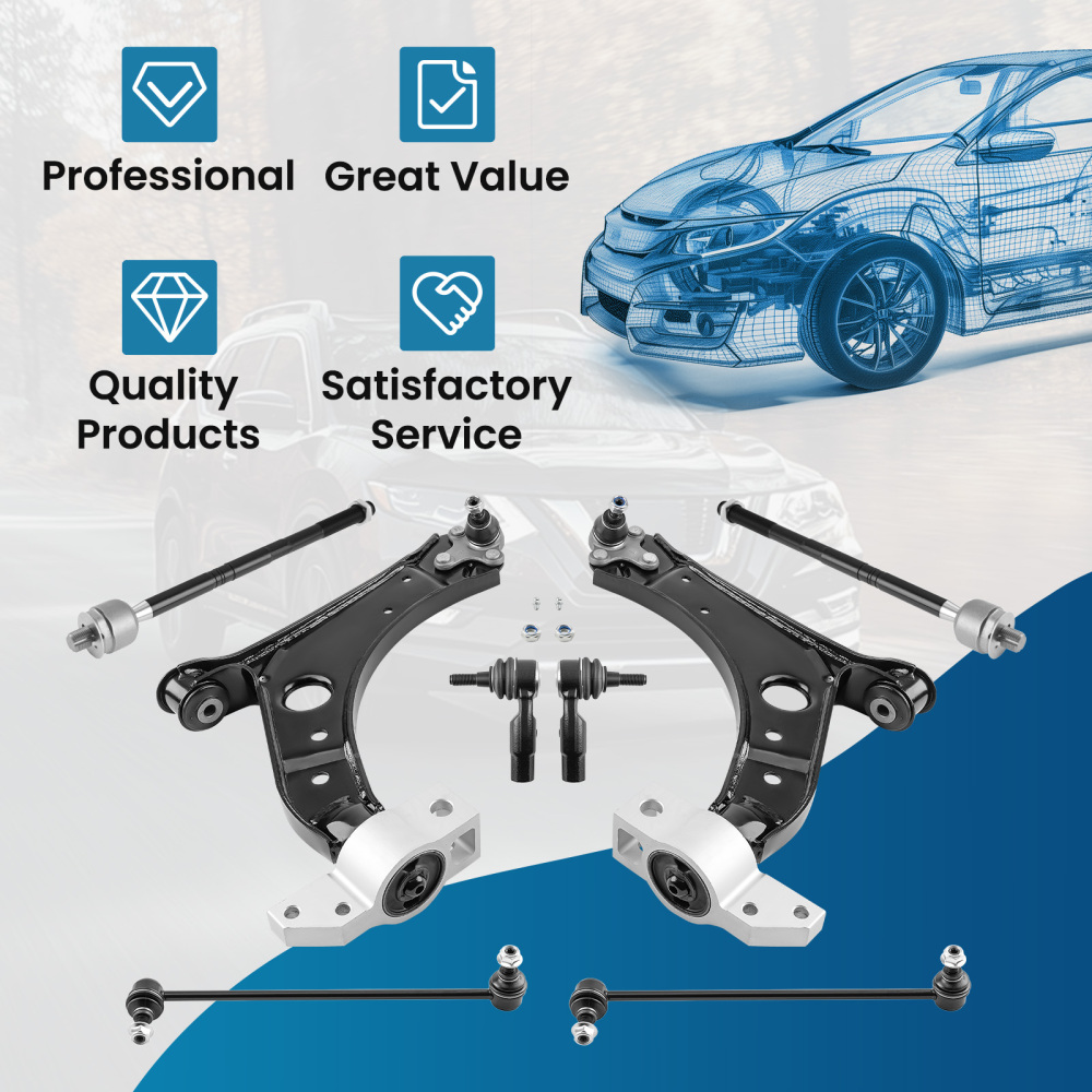 Front Lower Control Arms Tie Rod Sway Bar Link for Jetta compatible for Golf Eos GTI A3 Quattro