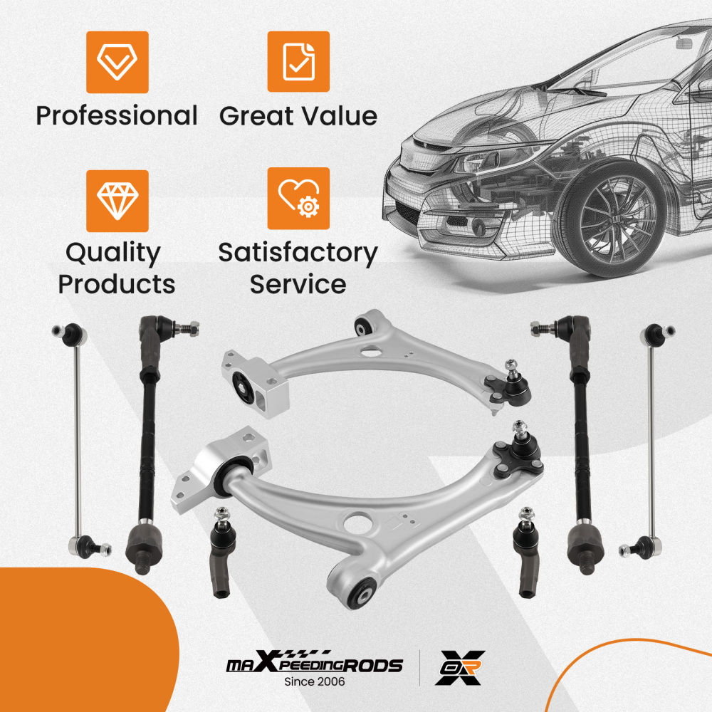 SET DI 10 BRACCI DI CONTROLLO ANTERIORI compatibile per AUDI Q3 8UB compatibile per VW PASSAT CC SHARAN compatibile per SEAT