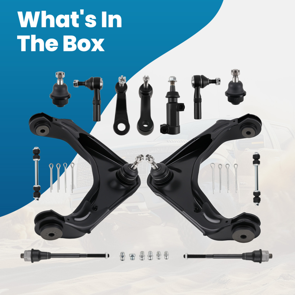 13x Front Upper Control Arms Tierods compatible for Chevy Silverado GMC Sierra 3500 2500 HD