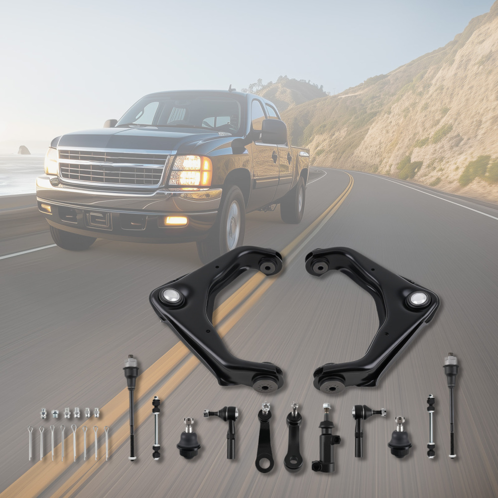 13x Front Upper Control Arms Tierods compatible for Chevy Silverado GMC Sierra 3500 2500 HD