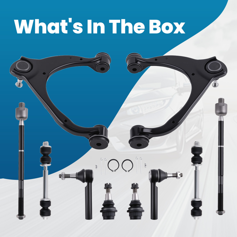 Front Upper Control Arms w/ Ball Joints Tie Rods compatible for Chevy Silverado Sierra 1500