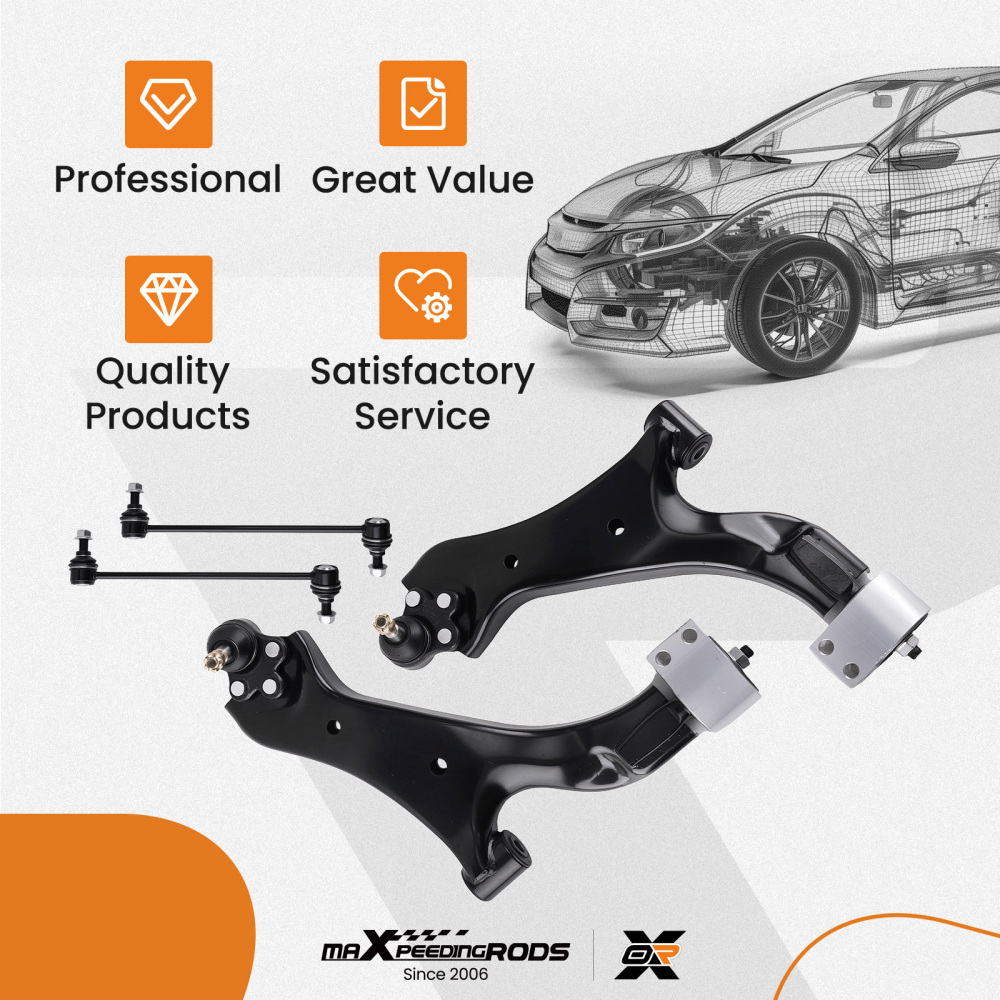 4x Front Lower Control ArmsSway Bar Link for 2008 2009 2010 compatible for Saturn Vue XL-7