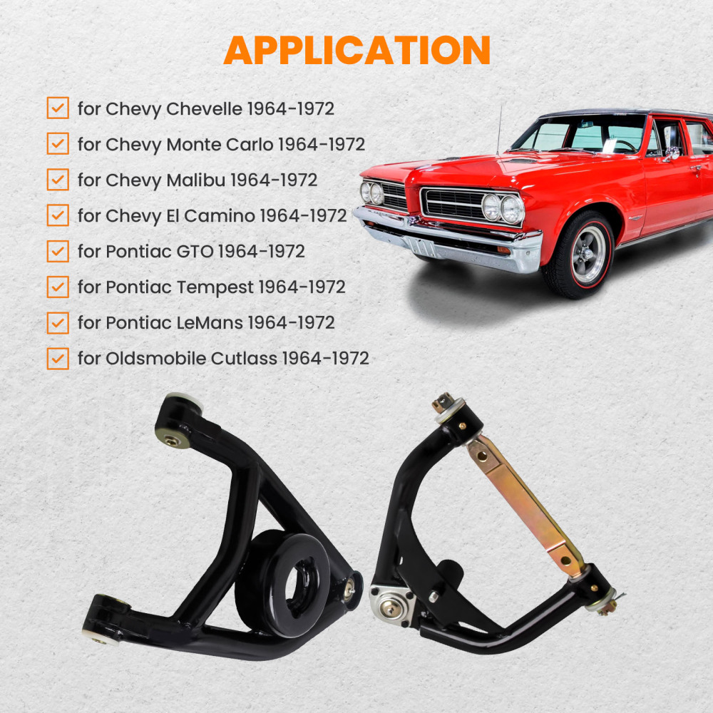 Tubular Heavy Duty Upper Suspension Control Arms Rubber Kits compatible for Chevy Chevelle