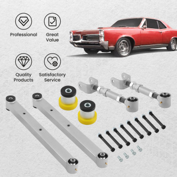 Upper Lower Trailing Control Arms Set for 1967-72 compatible for Chevy Chevelle A Body Tubular