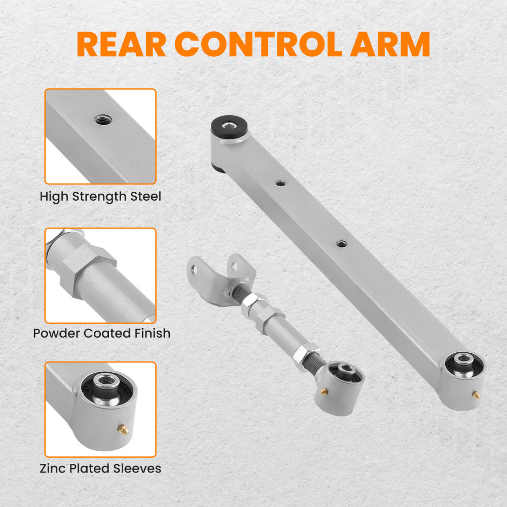 Upper Lower Trailing Control Arms Set for 1967-72 compatible for Chevy Chevelle A Body Tubular