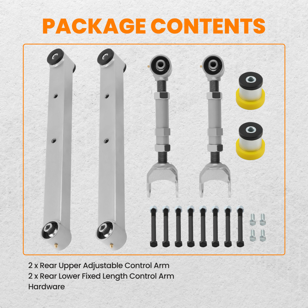 Upper Lower Trailing Control Arms Set for 1967-72 compatible for Chevy Chevelle A Body Tubular