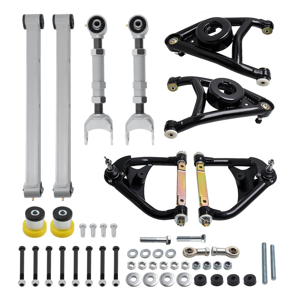 Upper Lower Trailing Control Arms Set for 1967-72 compatible for Chevy Chevelle A Body Tubular