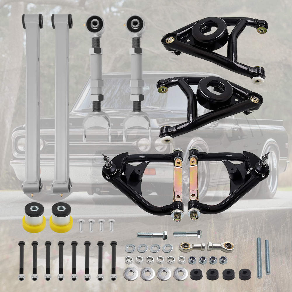 Upper Lower Trailing Control Arms Set for 1967-72 compatible for Chevy Chevelle A Body Tubular