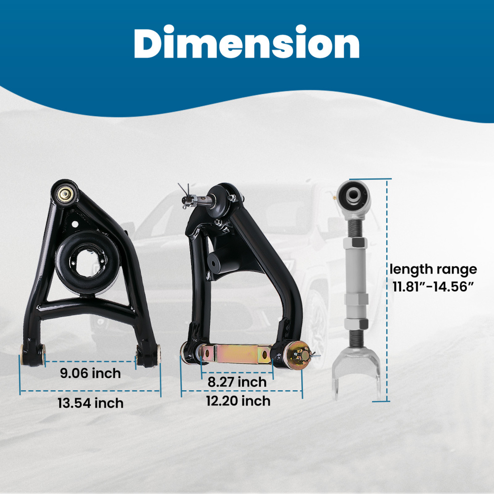 Upper Lower Trailing Control Arms Set for 1967-72 compatible for Chevy Chevelle A Body Tubular