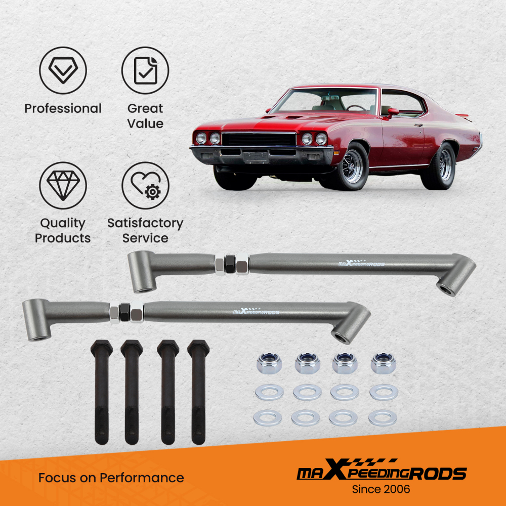 Tubular Control Arms + Trailing Arm Brace Kit compatible for Buick Buick 68-72 compatible for Pontiac GTO