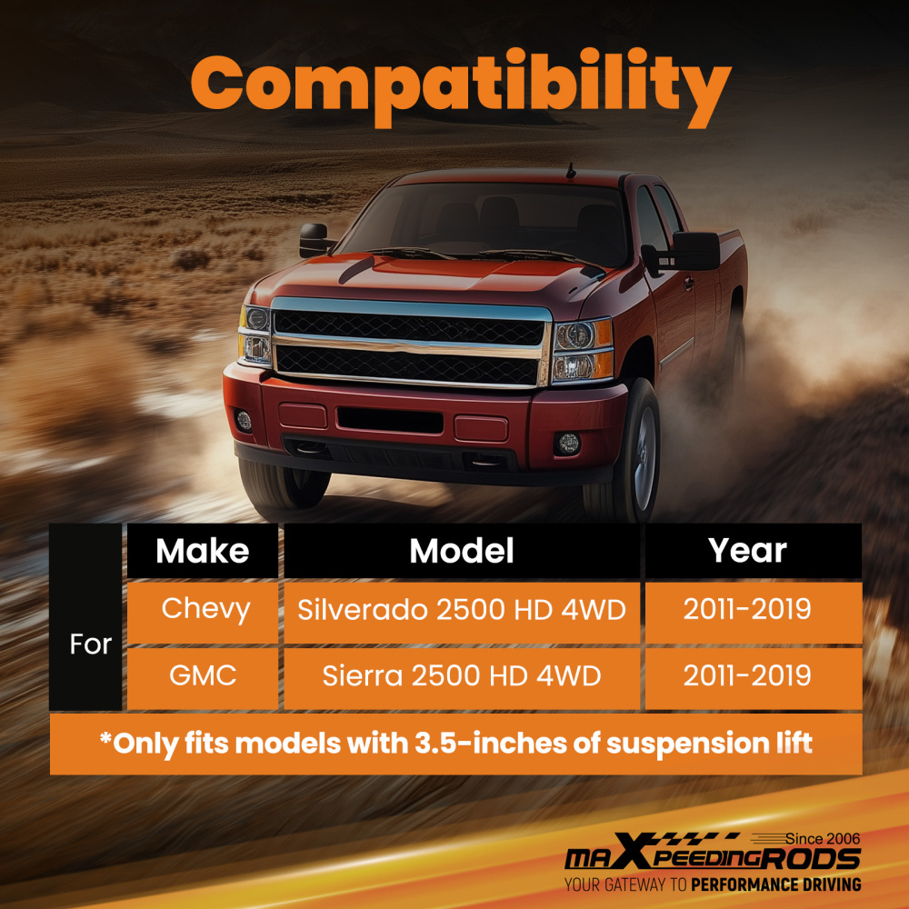 Upper Control Arms 3.5 Lift compatible for Chevy Silverado GMC Sierra 2500HD 4WD 2011-2019