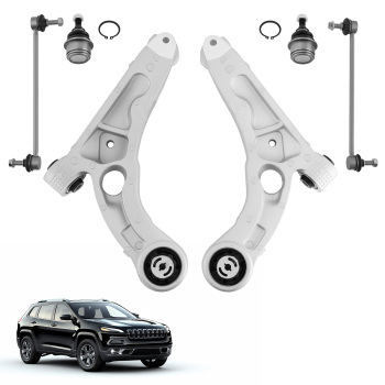 6pcs Front Lower Control Arm w/Ball Joints Sway Bar compatible for Jeep Cherokee 14-18 compatible for FWD